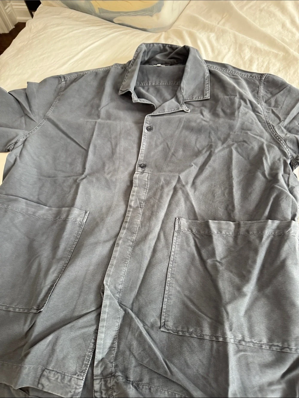 Albam Men's Slate black Lightweight Shirt Jacket short sleeve.100% Cotton